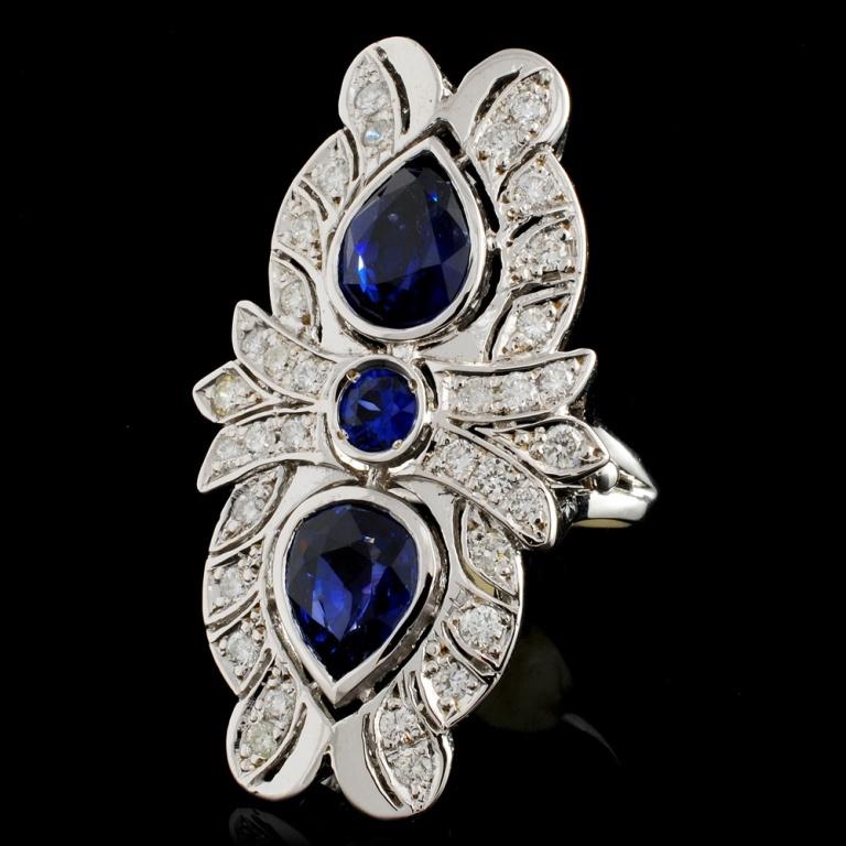 14K Gold 3.76ct Sapphire & 0.86ct Diamond Ring