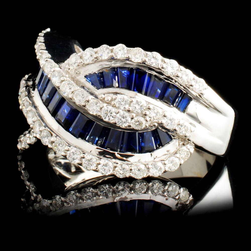 18K Gold 3.12ctw Sapphire & 1.12ctw Diamond Ring