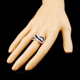 18K Gold 3.12ctw Sapphire & 1.12ctw Diamond Ring