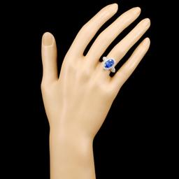 18K Gold 3.19ct Sapphire & 0.73ctw Diamond Ring