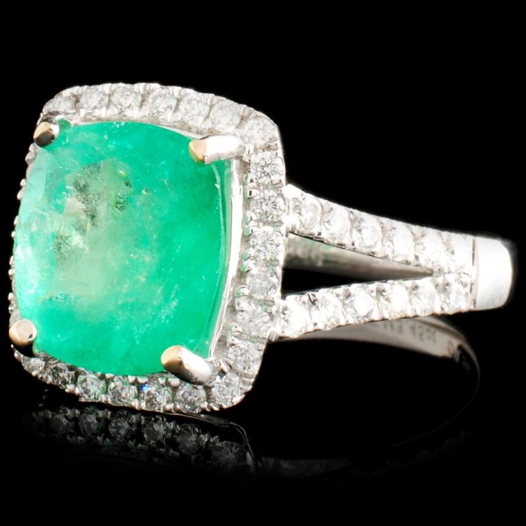 18K Gold 3.45ct Emerald & 0.54ctw Diamond Ring