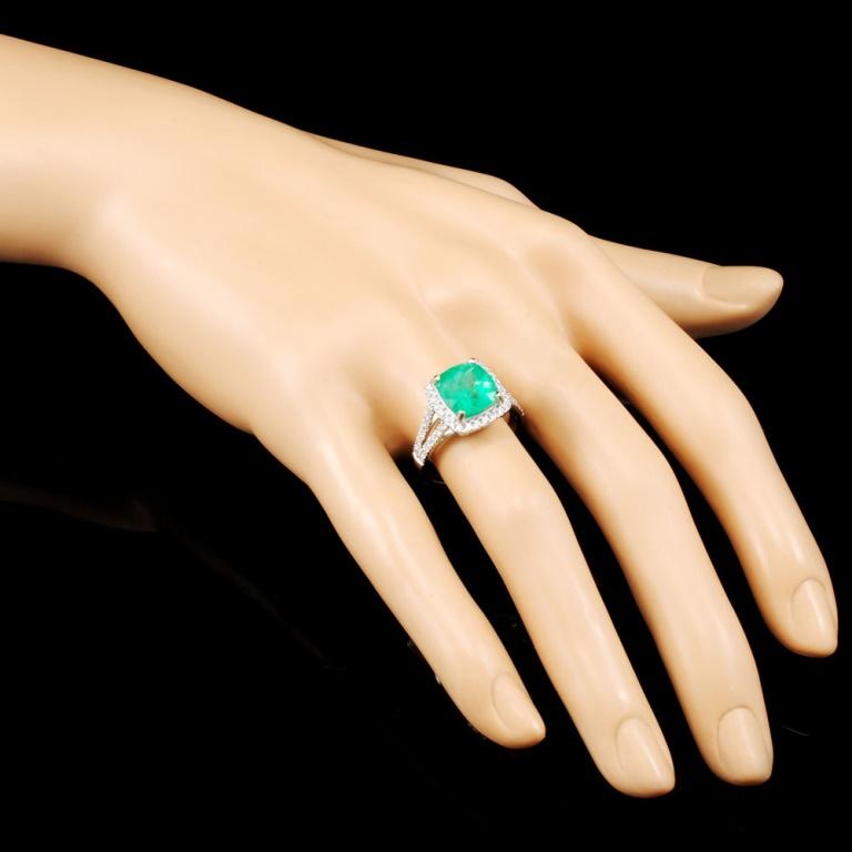 18K Gold 3.45ct Emerald & 0.54ctw Diamond Ring