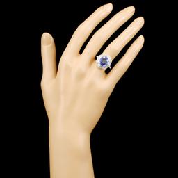 18K Gold 3.81ct Sapphire & 1.18ctw Diamond Ring