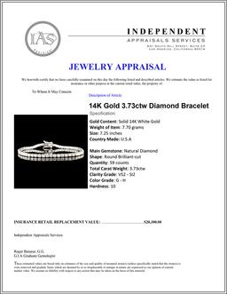 14K Gold 3.73ctw Diamond Bracelet