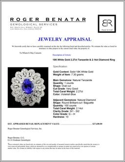 18K White Gold 2.27ct Tanzanite & 2.14ct Diamond R