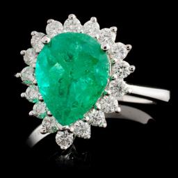 18K White Gold 2.32ct Emerald & 0.56ct Diamond Rin