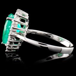 18K White Gold 2.32ct Emerald & 0.56ct Diamond Rin