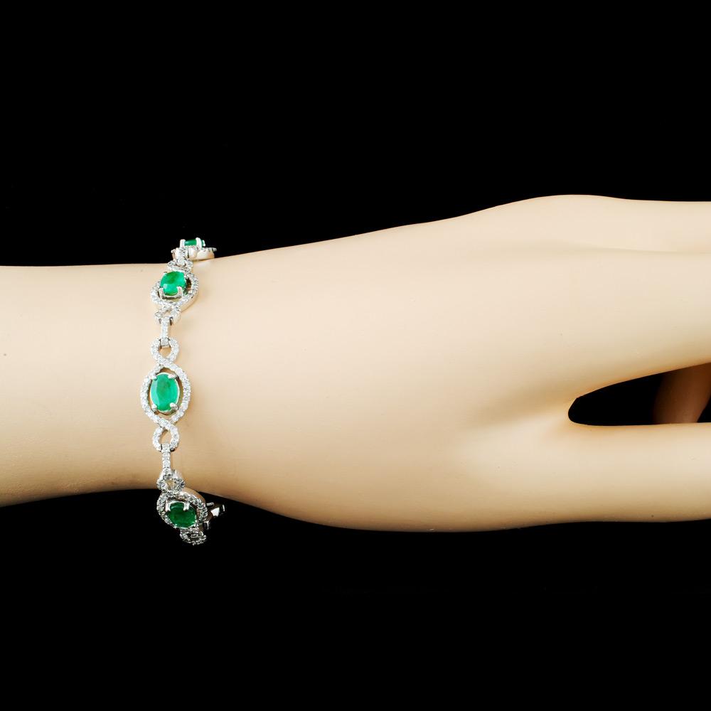 14K Gold 3.58ct Emerald & 2.71ctw Diamond Bracelet