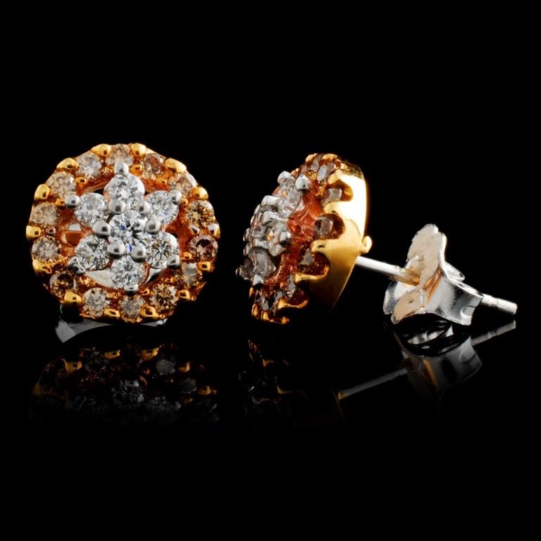 14K Rose Gold 0.75ctw Fancy Color Diamond Earrings