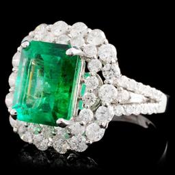 18K W Gold 3.54ct Emerald & 1.77ct Diamond Ring