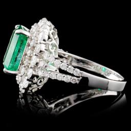 18K W Gold 3.54ct Emerald & 1.77ct Diamond Ring