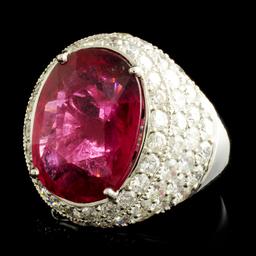 18K Gold 7.93ct Rubellite & 3.15ctw Diamond Ring