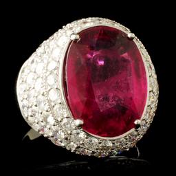 18K Gold 7.93ct Rubellite & 3.15ctw Diamond Ring