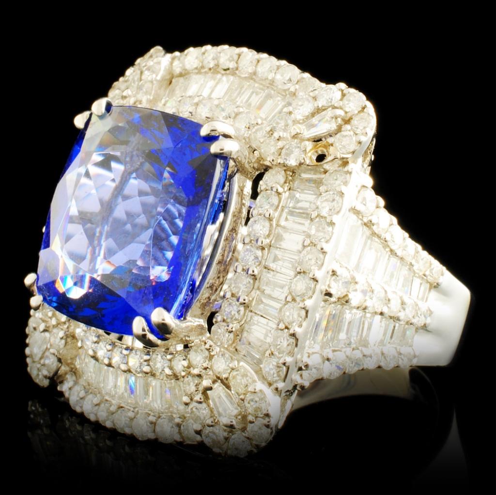 18K Gold 9.30ct Tanzanite & 3.13ctw Diamond Ring