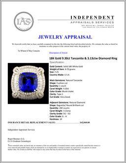 18K Gold 9.30ct Tanzanite & 3.13ctw Diamond Ring