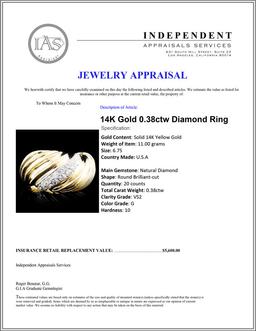 14K Gold 0.38ctw Diamond Ring