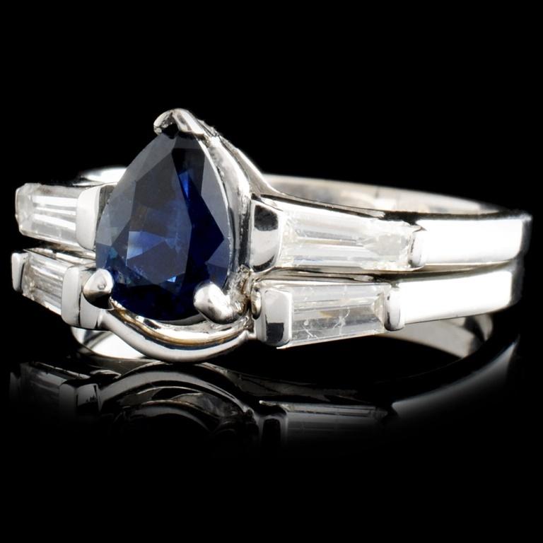14K Gold 0.65ct Sapphire & 0.56ctw Diamond Ring