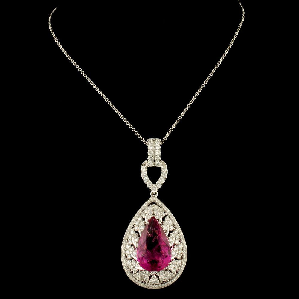 18K Gold 6.93ct Tourmaline & 1.73ctw Diamond Penda