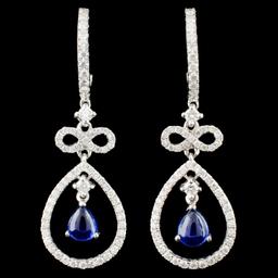 18K Gold 1.15ct Sapphire & 0.74ctw Diamond Earring