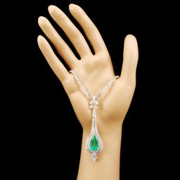 18K Gold 6.50ct Emerald & 2.74ctw Diamond Necklace
