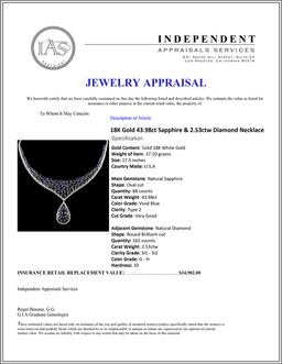 18K Gold 43.98ct Sapphire & 2.53ctw Diamond Neckla