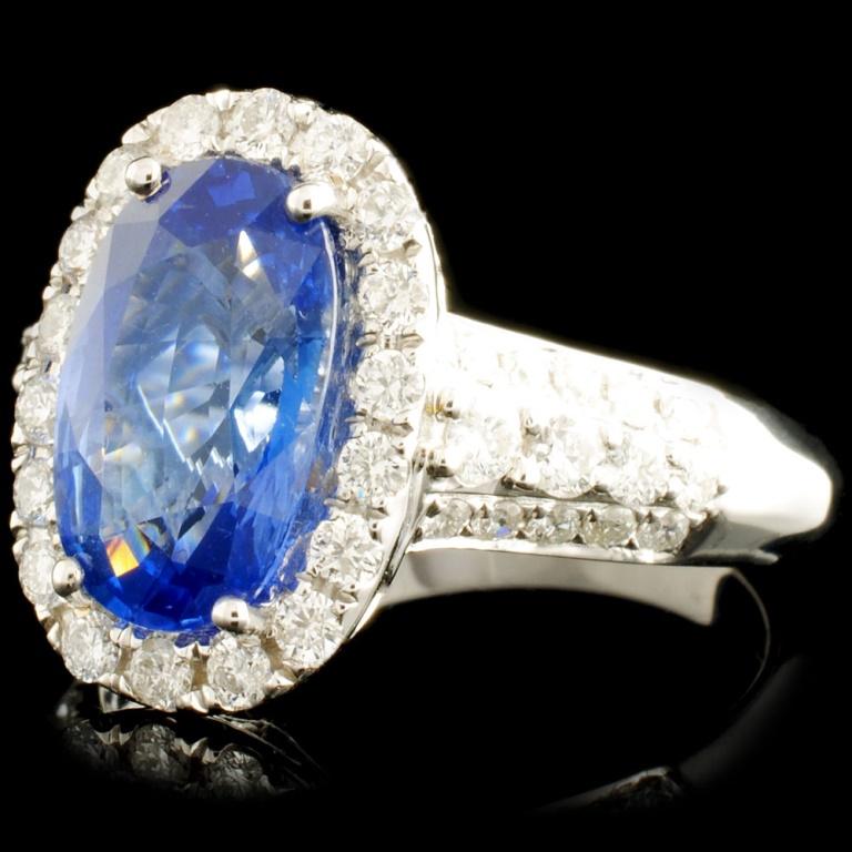 18K Gold 3.19ct Sapphire & 0.73ctw Diamond Ring