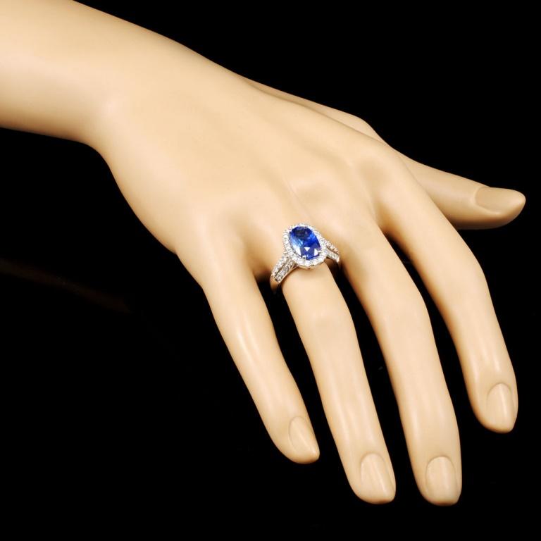 18K Gold 3.19ct Sapphire & 0.73ctw Diamond Ring