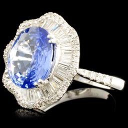 18K Gold 3.81ct Sapphire & 1.18ctw Diamond Ring