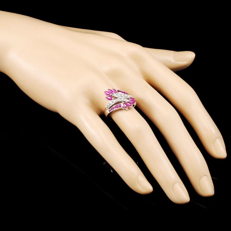 18K Gold 1.30ct Ruby & 0.18ctw Diamond Ring