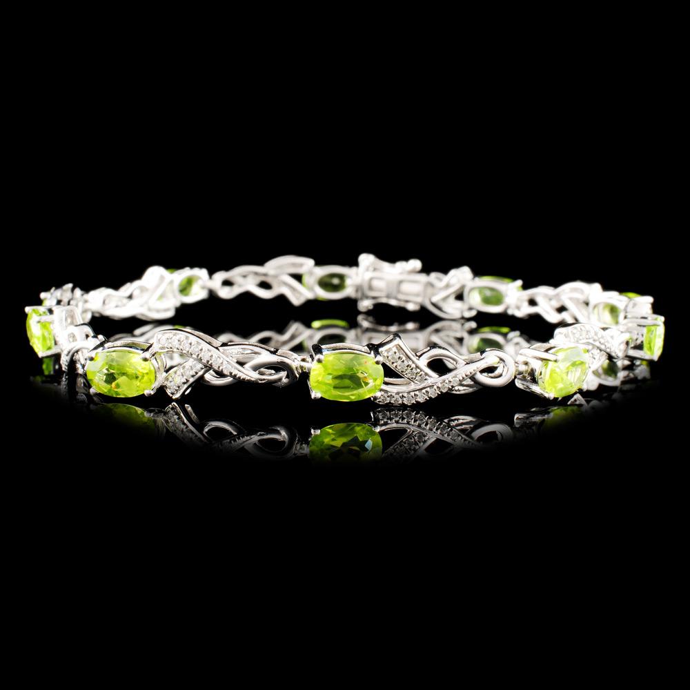 14K Gold 4.60ct Peridot & 0.31ctw Diamond Bracelet