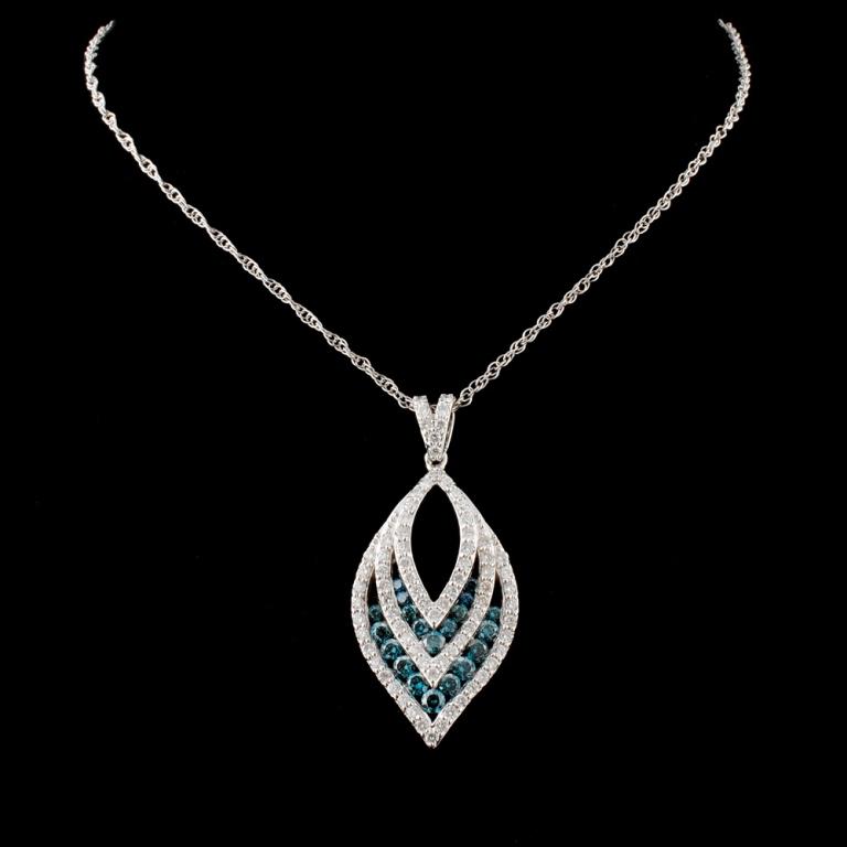 14K White Gold 1.16ctw Diamond Pendant