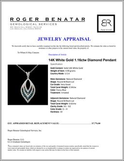 14K White Gold 1.16ctw Diamond Pendant
