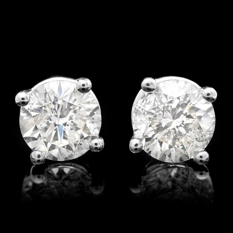 14k White Gold 1.70ct Diamond Earrings