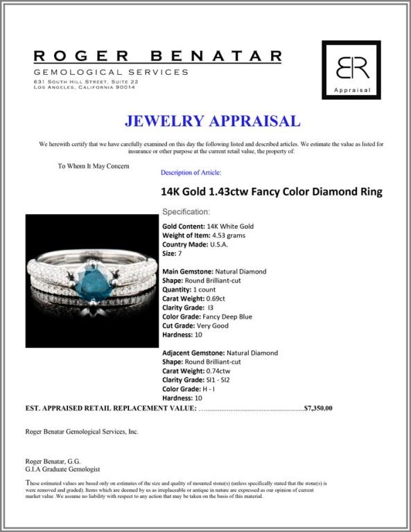 14K Gold 1.43ctw Fancy Color Diamond Ring