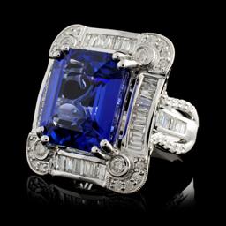 18K Gold 10.71ct Tanzanite & 1.70ctw Diamond Ring