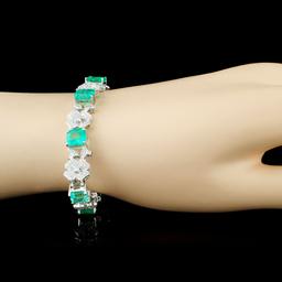 18K Gold 11.92ct Emerald & 2.04ctw Diamond Bracele