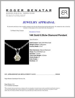 14K Gold 0.25ctw Diamond Pendant