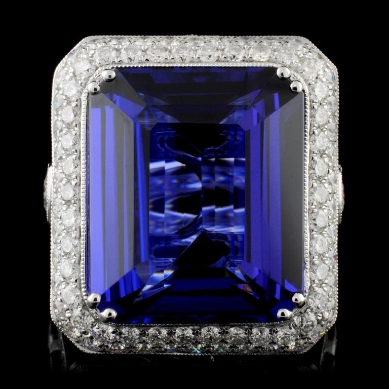 18K White Gold 21.50ct Tanzanite & 3.93ct Diamond