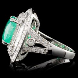 18K White Gold 3.24ct Emerald & 1.58ctw Diamond Ri