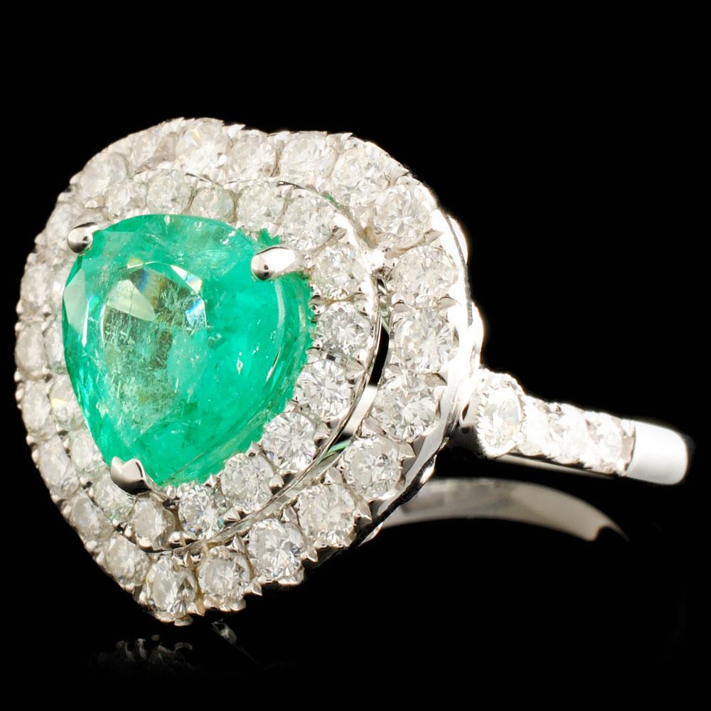 18K Gold 2.23ct Emerald & 1.79ctw Diamond Ring