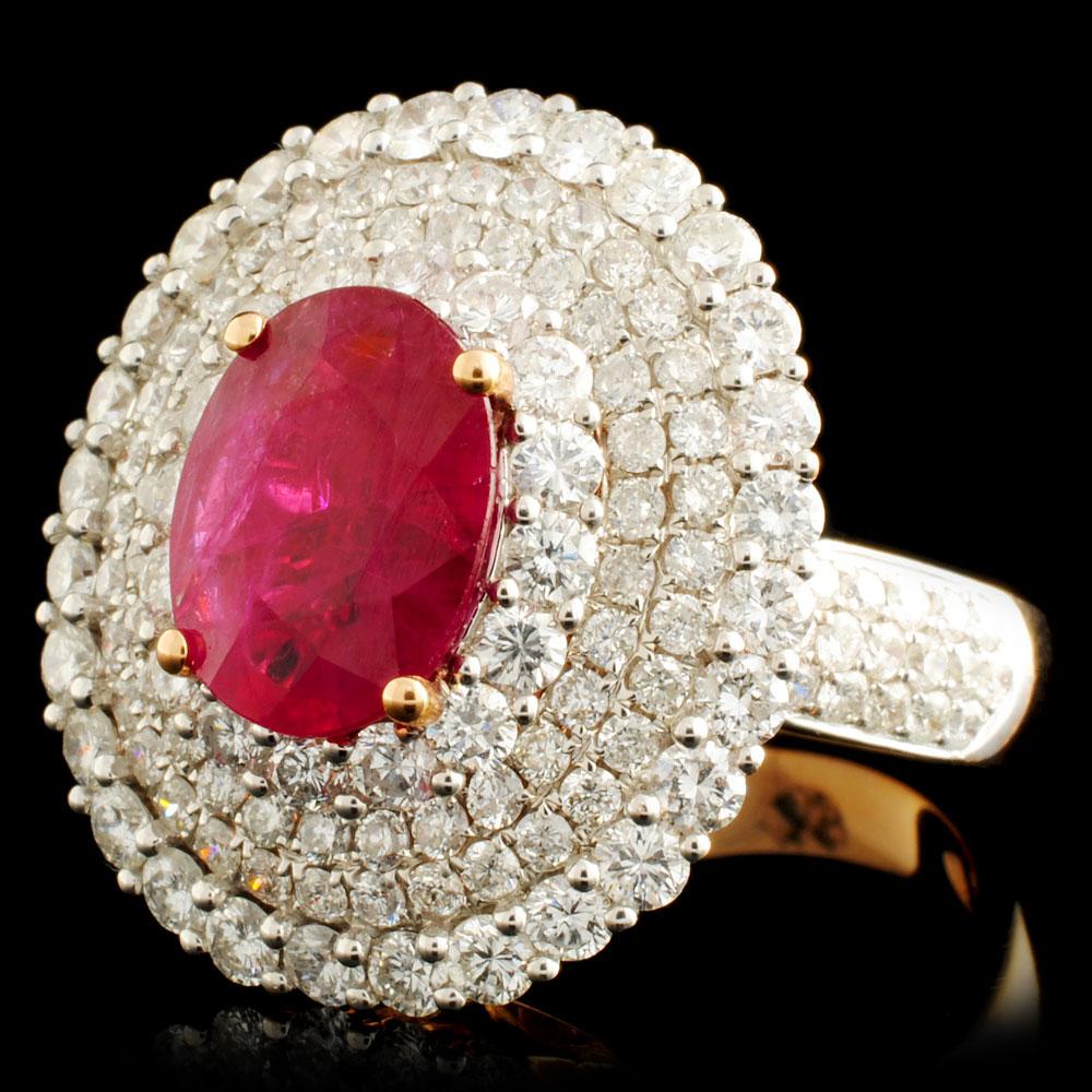 18K Gold 2.23ct Ruby & 2.56ctw Diamond Ring