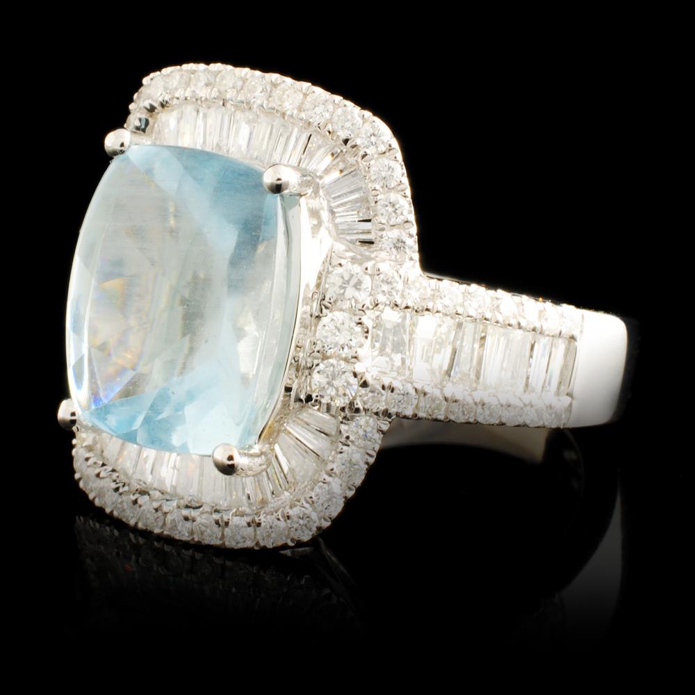 14K Gold 3.43ct Aquamarine & 1.30ctw Diamond Ring