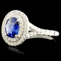 18K Gold 0.80ct Sapphire & 0.48ctw Diamond Ring