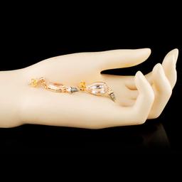 18K Gold 6.74ct Morganite & 1.16ctw Diamond Earrin