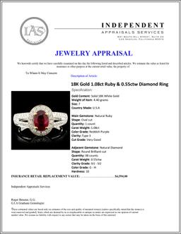 18K Gold 2.68ctw Ruby & 0.83ctw Diamond Earrings