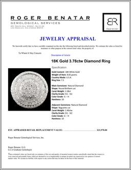 18K Gold 3.78ctw Diamond Ring