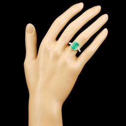 18K Gold 3.69ct Emerald & 0.61ctw Diamond Ring