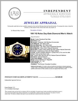 Rolex 18K YG Day-Date Diamond Men's Watch