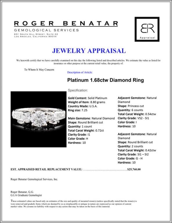 Platinum 1.68ctw Diamond Ring