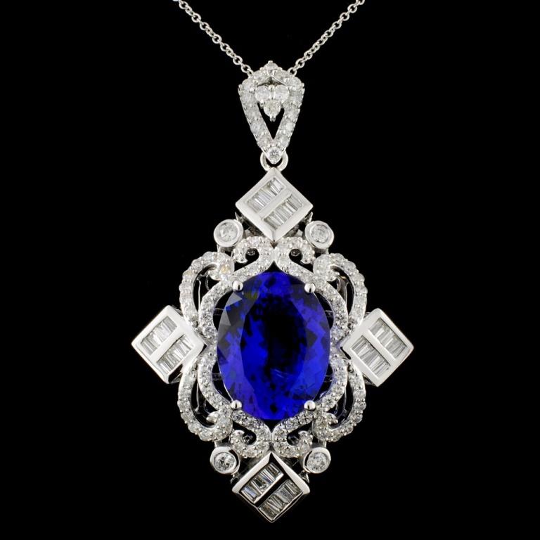 18K Gold 9.93ct Tanzanite & 2.12ctw Diamond Neckla